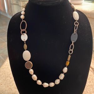 Silpada Pearl & Brown Tone Necklace